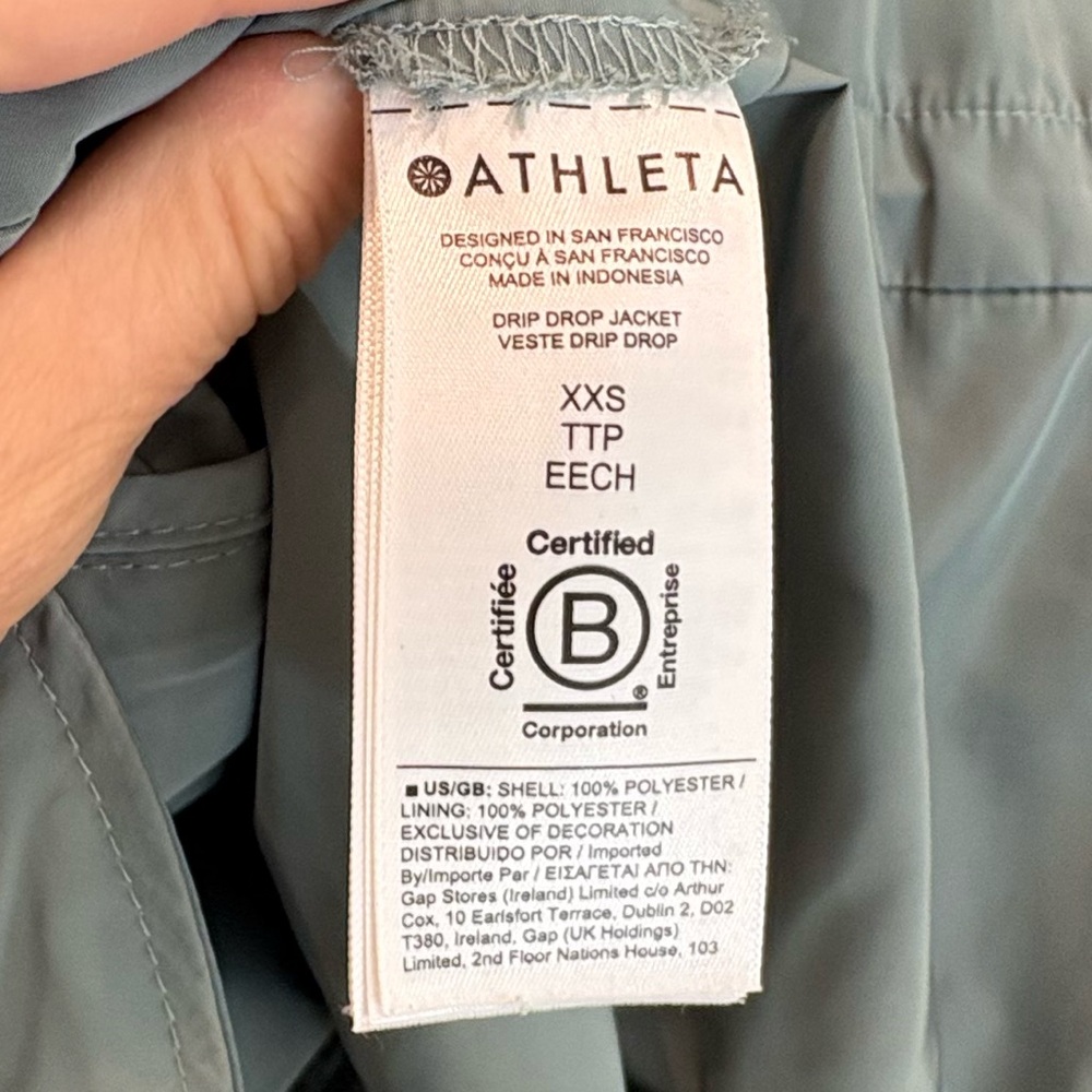 Athleta Women’s Drip Drop Rain Jacket in Sage Green - Picture 6 of 6